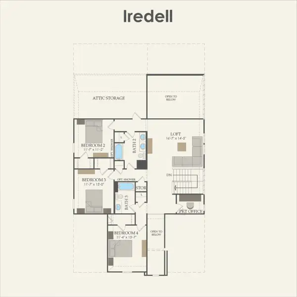 2D floor plan layout for the Iredell by Pulte Homes in Spring Branch Preserve, Montgomery, TX (Image 3).