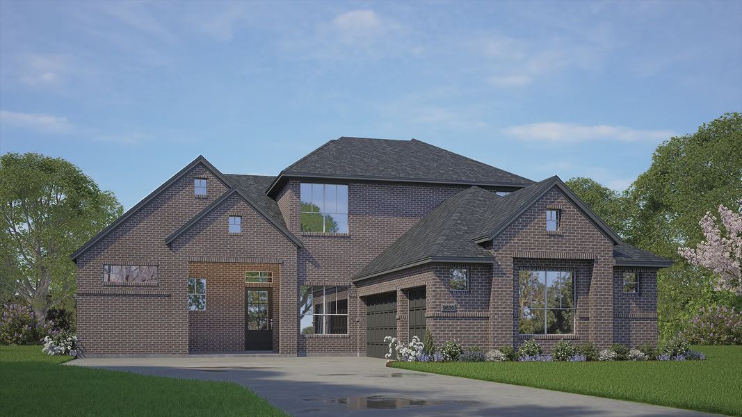 Representative exterior photo of a completed home built from the Stonehaven by Chesmar Homes in Riceland 60',65',70', Mont Belvieu, TX (Image 3). Representative exterior photo of a completed home built from the Stonehaven by Chesmar Homes in Riceland 60',65',70', Mont Belvieu, TX (Image 3).