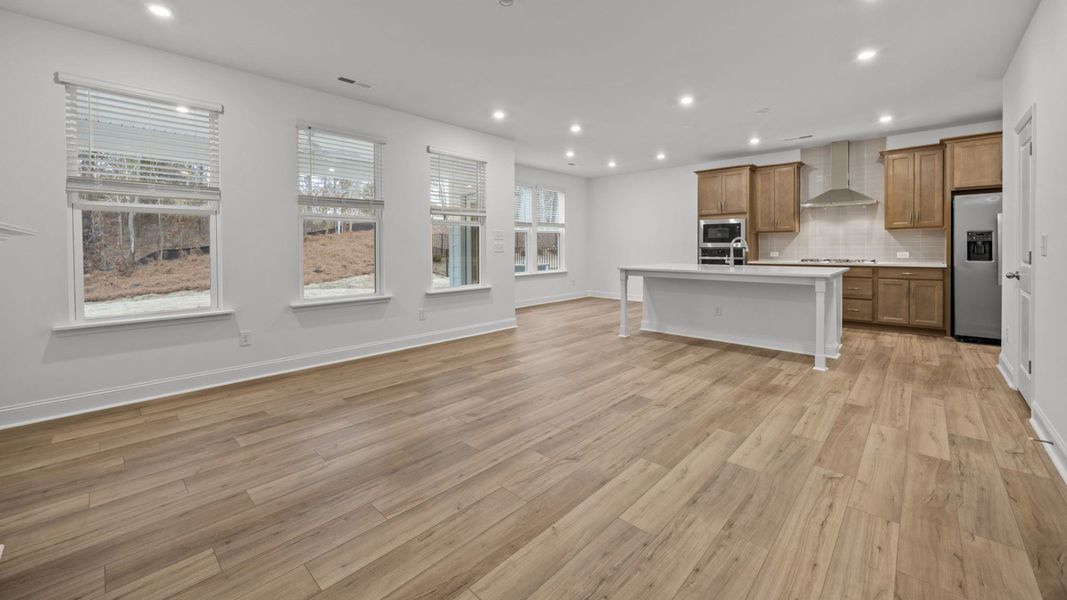 The Beramont Plan by DR homes in Farms at Bellingham, Mooresville, NC - Living Space & Kitchen
