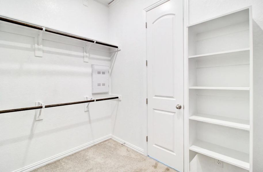 Spacious closet featuring light colored carpet Spacious closet featuring light colored carpet