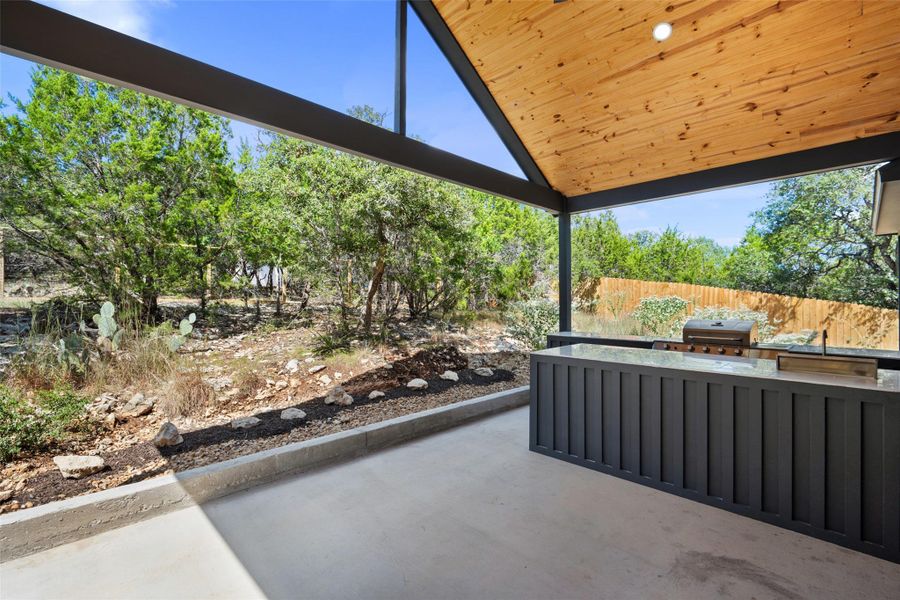 View of patio featuring grilling area View of patio featuring grilling area
