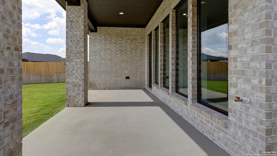 Exterior details and patio area of a home in Alsatian Oaks 50', Castroville (Image 3). Exterior details and patio area of a home in Alsatian Oaks 50', Castroville (Image 3).
