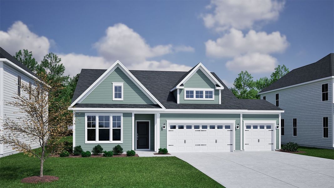 Representative exterior photo of a completed home built from the Cary - Vanguard Collection by Mungo Homes in Cottages at Lake Emory, Inman, SC (Image 7).