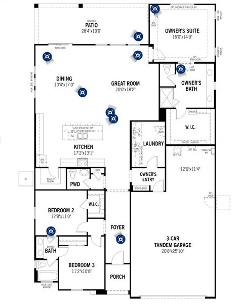 2D floor plan layout of this home in Bella Vista Farms, San Tan Valley, AZ (Image 2). 2D floor plan layout of this home in Bella Vista Farms, San Tan Valley, AZ (Image 2).