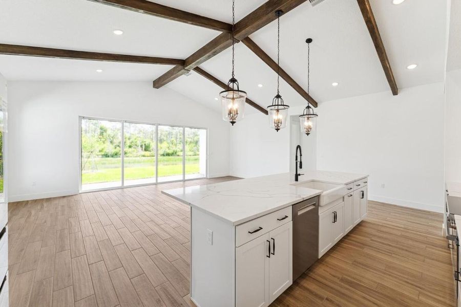 Kitchen, Great Room & Dining Area