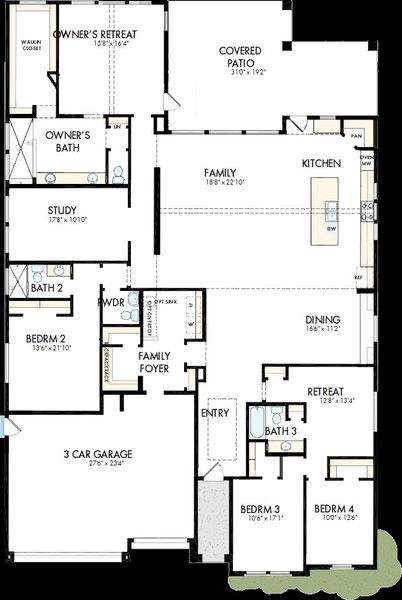 2D floor plan layout of this home in Sentiero at Windrose, Waddell, AZ (Image 2). 2D floor plan layout of this home in Sentiero at Windrose, Waddell, AZ (Image 2).