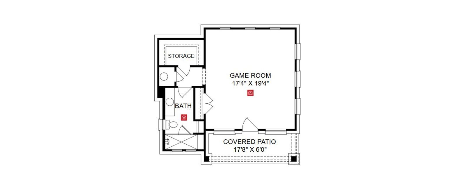 2D floor plan layout for the Game Room by Giddens Homes in Whispering Wind, Bertram, TX (Image 4).
