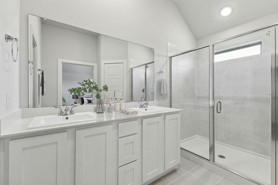 Primary bathroom in the Amber home plan by Trophy Signature Homes – REPRESENTATIVE PHOTO