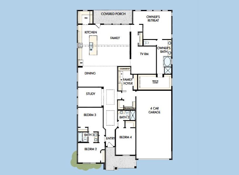 2D floor plan layout for the The Jacksboro by David Weekley Homes in Prairieland Village 60' Homesites, Cypress, TX (Image 3).