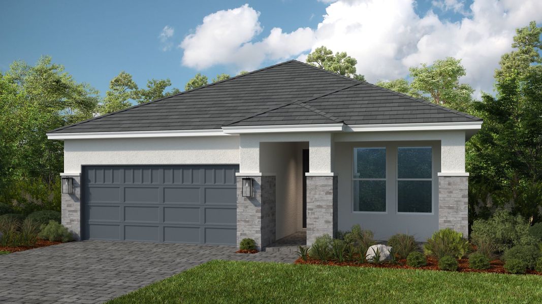 Representative exterior photo of a completed home built from the Fontanna by Taylor Morrison in Esplanade at Kingston, Estero, FL (Image 5). Representative exterior photo of a completed home built from the Fontanna by Taylor Morrison in Esplanade at Kingston, Estero, FL (Image 5).