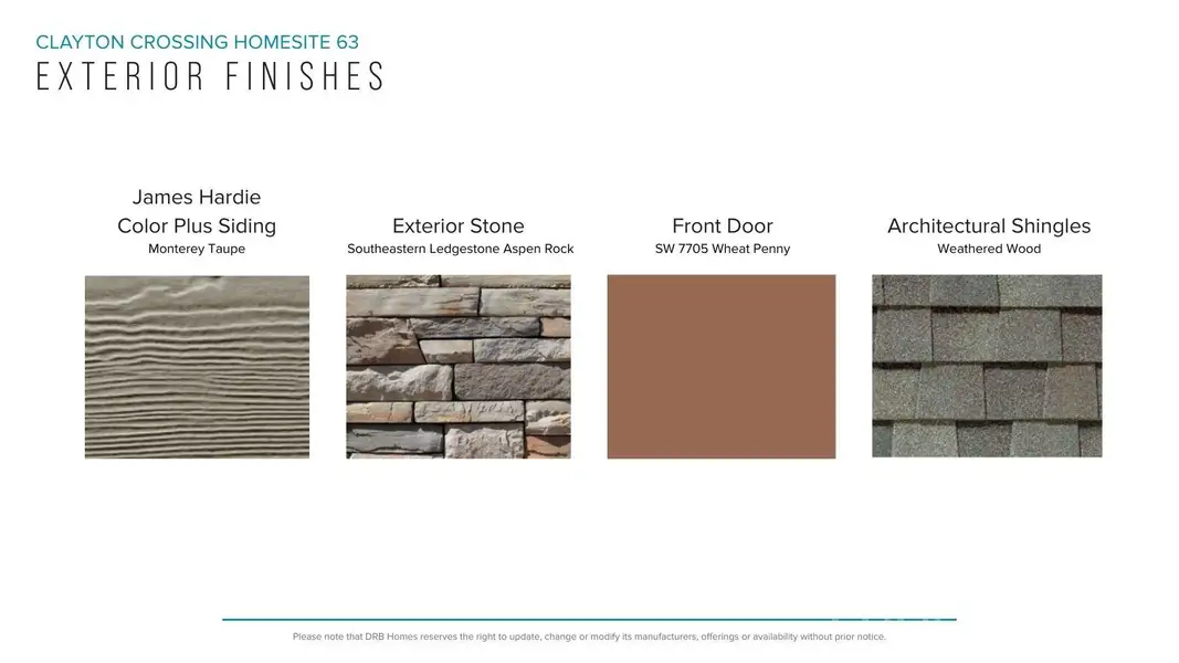 Sample of building materials used in homes in Clayton Crossing, Arden (Image 4). Sample of building materials used in homes in Clayton Crossing, Arden (Image 4).