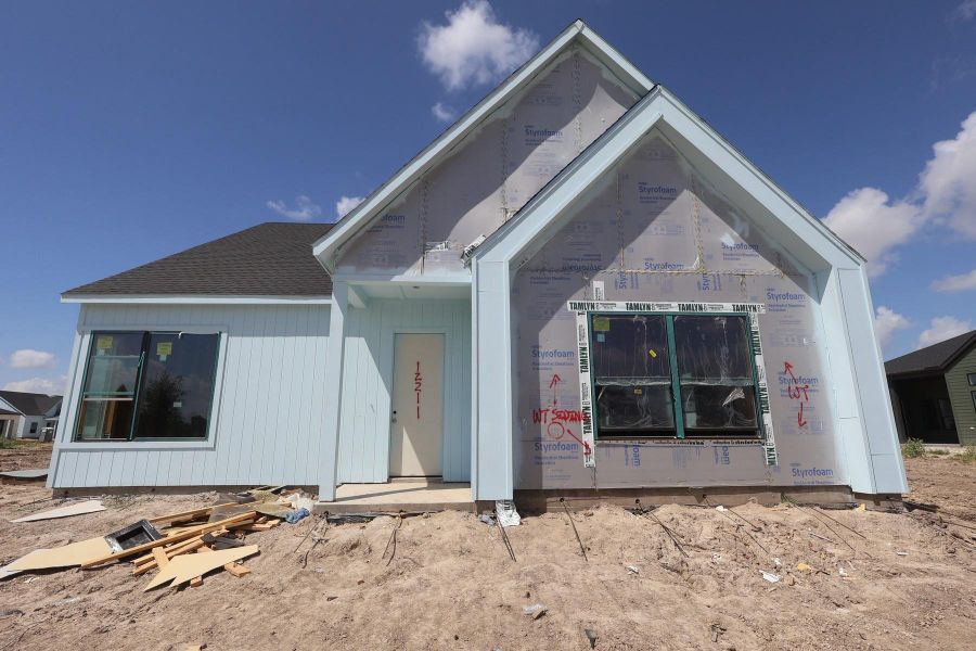 In-progress construction of a new home in Bridgeland Central: Emerald Heights - Enclave Row Collection, Cypress, TX (Image 8). In-progress construction of a new home in Bridgeland Central: Emerald Heights - Enclave Row Collection, Cypress, TX (Image 8).