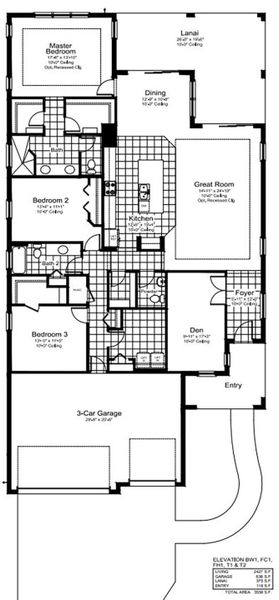 2D floor plan layout of this home in Boca Royale Golf & Country Club at Wellen Park, Englewood, FL (Image 4).