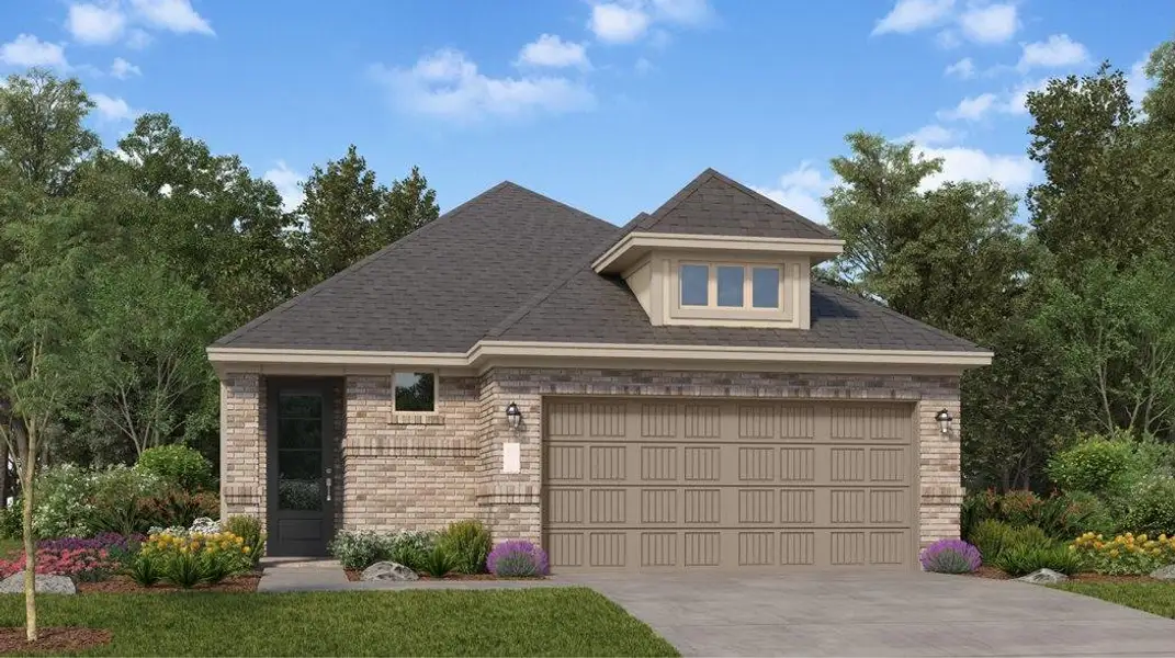 Front exterior of a new home in The Grand Prairie: Avante Collection, Hockley, TX, highlighting curb appeal (Image 1).