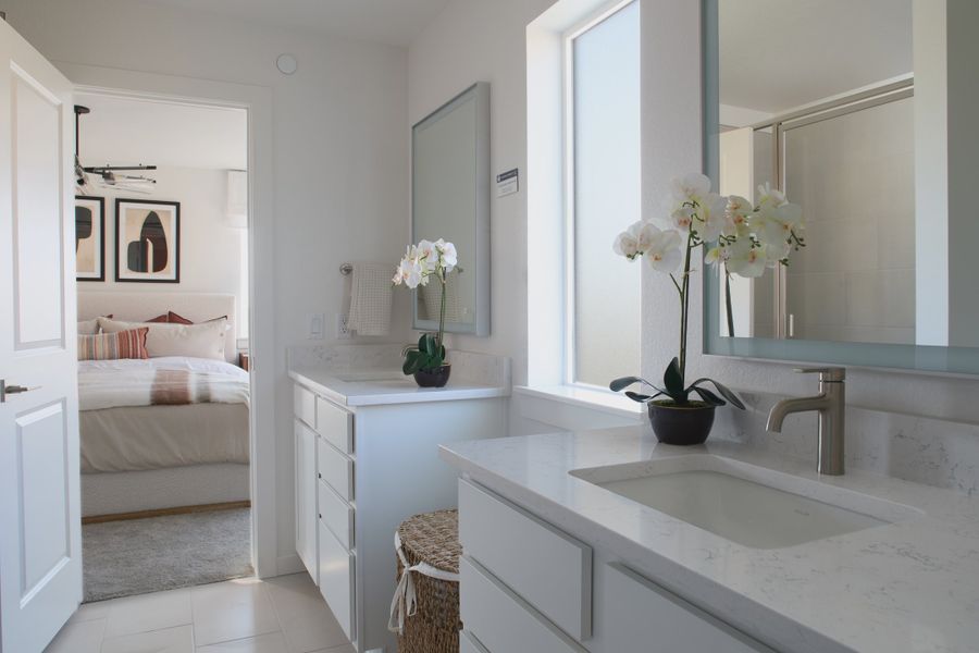 Furnished interior view inside a new home in Lyric at RidgeGate Townhomes, Lone Tree (Image 9).