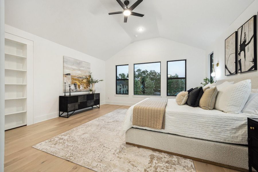 Massive primary suite with high ceilings and huge windows Massive primary suite with high ceilings and huge windows