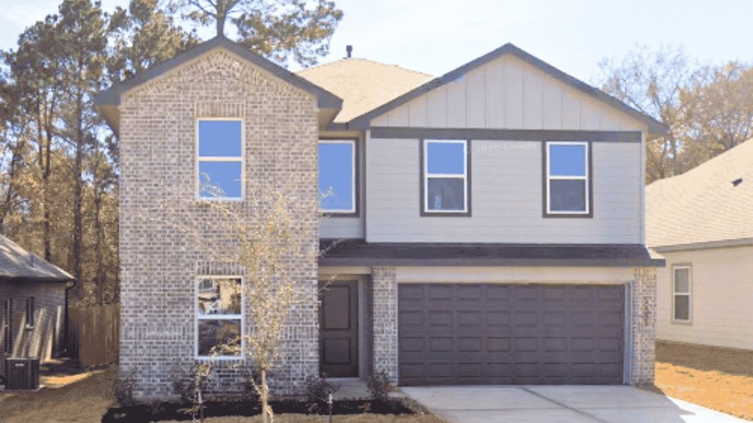 Front exterior of a new home in Lexington Heights, Willis, TX, highlighting curb appeal (Image 1). Front exterior of a new home in Lexington Heights, Willis, TX, highlighting curb appeal (Image 1).