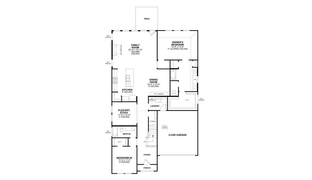 2D floor plan layout for the Presidio by M/I Homes in Eliana, McKinney, TX (Image 4).