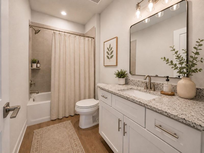 Secondary Bathroom#3 (Access from bedroom #4). Virtual staging for reference only to showcase the floor plan potential. Secondary Bathroom#3 (Access from bedroom #4). Virtual staging for reference only to showcase the floor plan potential.
