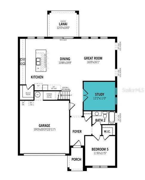 2D floor plan layout of this home in Crosswind Ranch, Parrish, FL (Image 3).