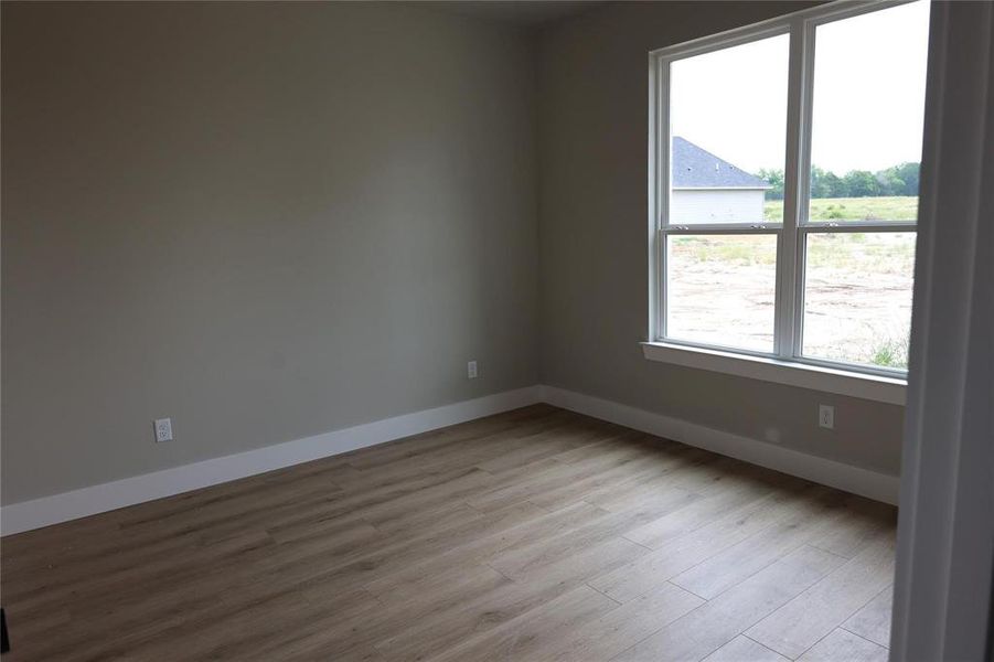 Unfurnished room with light wood-type flooring