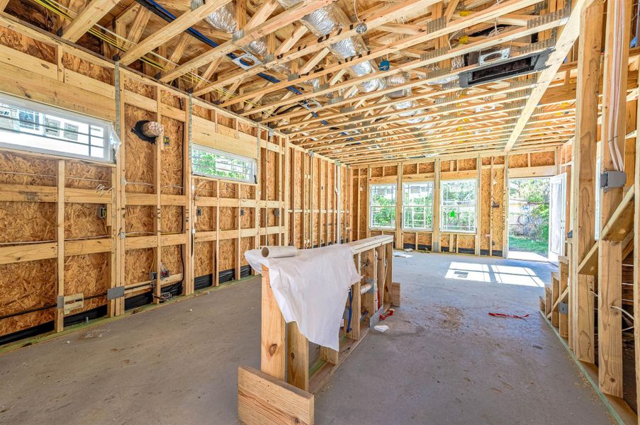 View of the kitchen space still in the building stage.