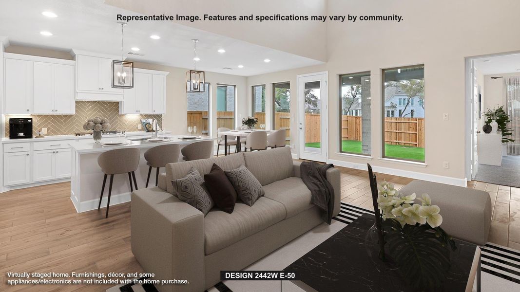 Furnished interior view inside a new home in 6 Creeks, Kyle (Image 3). Furnished interior view inside a new home in 6 Creeks, Kyle (Image 3).