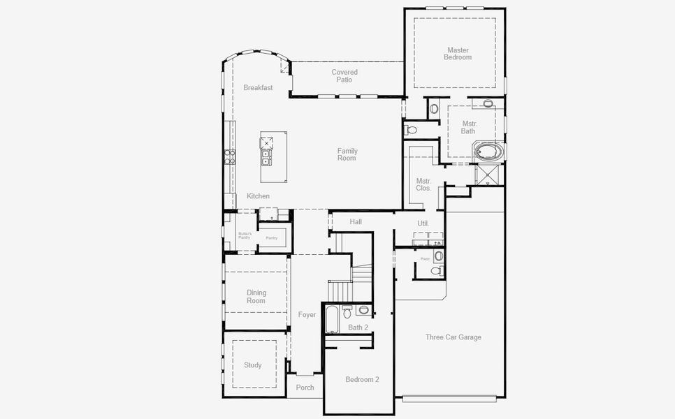 2D floor plan layout for the Haskell II by Coventry Homes in Painted Tree, McKinney, TX (Image 3).