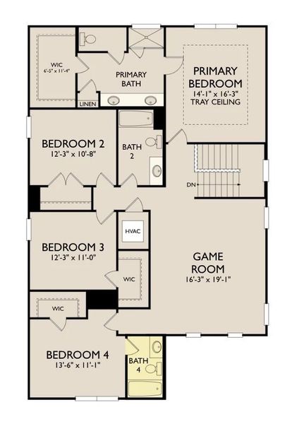 2D floor plan layout of this home in Ascent at Arbor Ridge, La Vergne, TN (Image 3).
