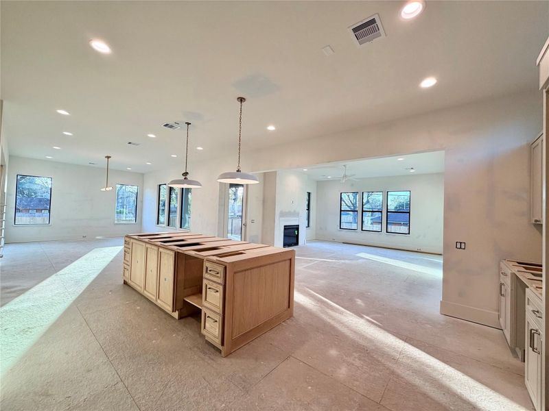 2203 Cheshire - Kitchen and Living Room and Dining Room - Construction Status as of 2/13/2026 2203 Cheshire - Kitchen and Living Room and Dining Room - Construction Status as of 2/13/2026