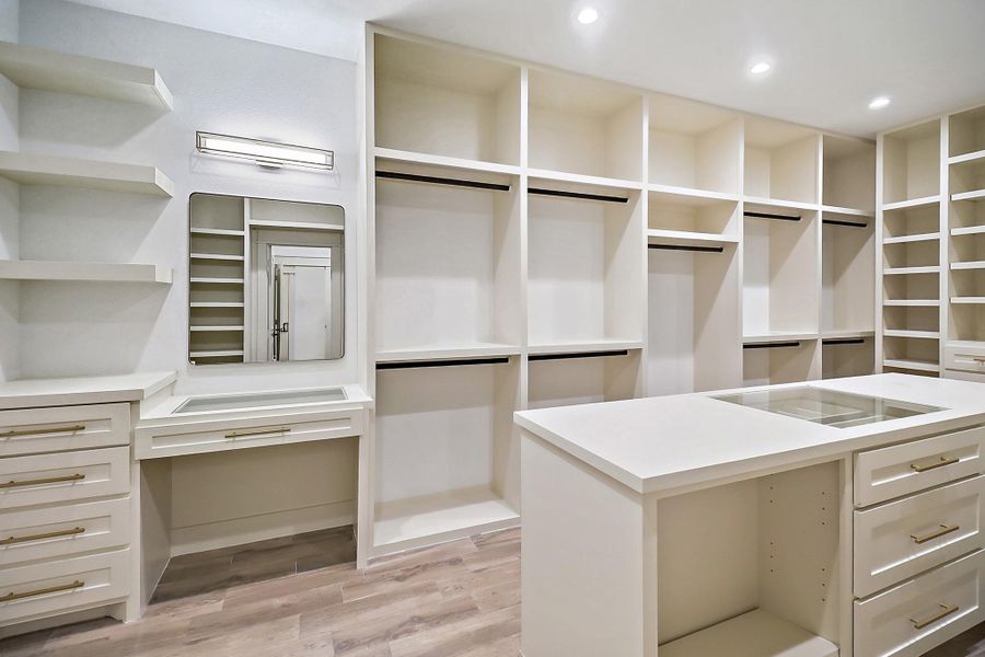 Built in vanity area in the closet