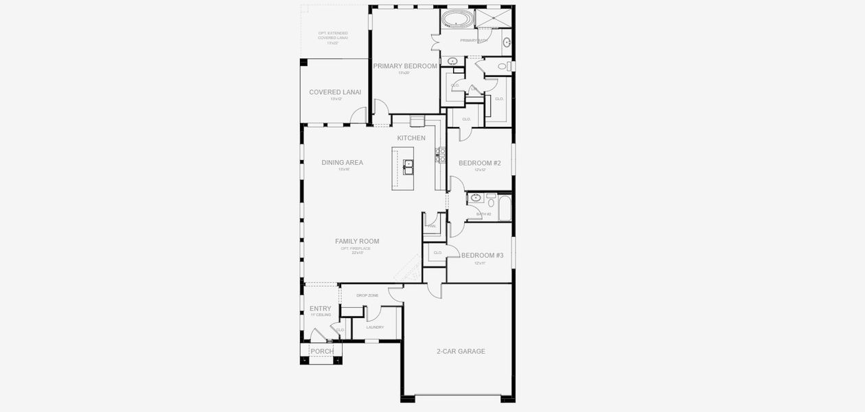 2D floor plan layout for the 2011F by Perry Homes in Sanctuary at Seaire, Parrish, FL (Image 5).