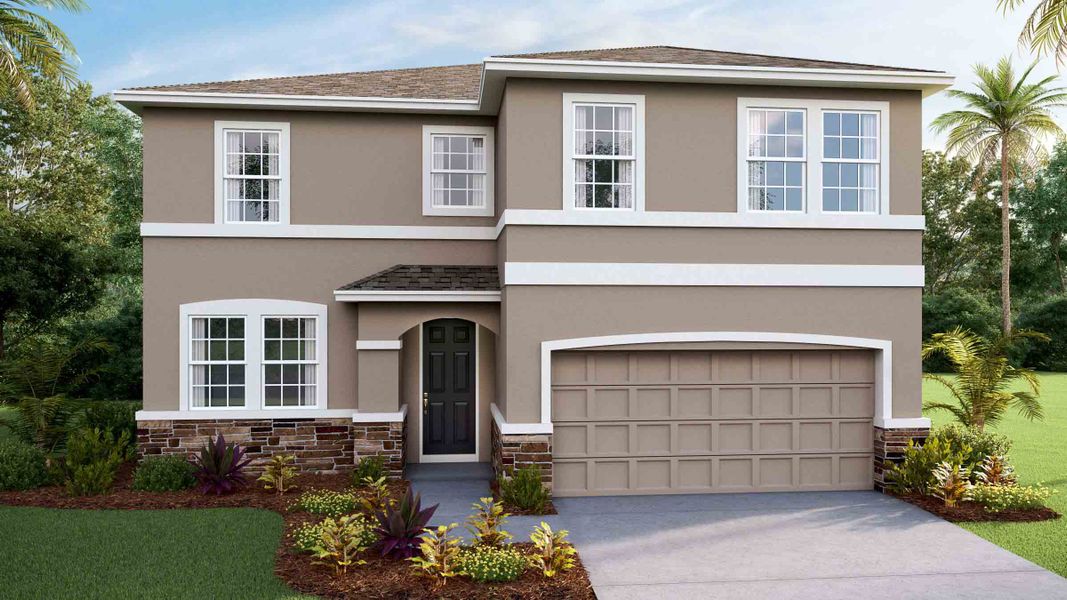 Representative exterior photo of a completed home built from the Coral by D.R. Horton in Ridge at Heath Brook, Ocala, FL (Image 19).