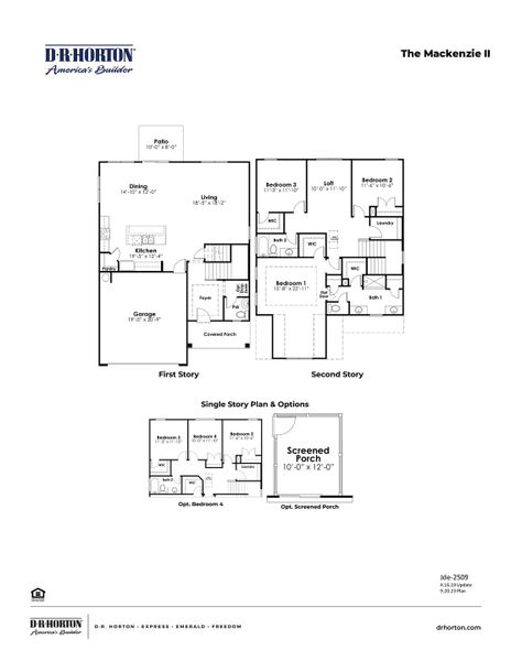 2D floor plan layout for the MACKENZIE2 by D.R. Horton in Chapman Village, Conway, SC (Image 3).