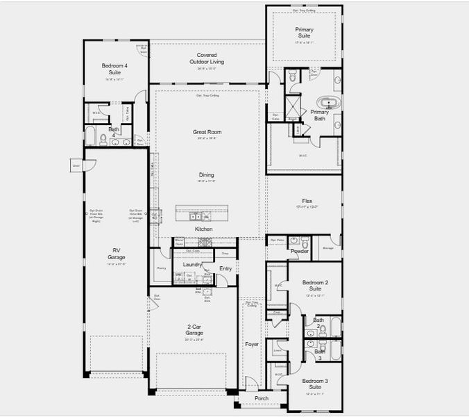 2D floor plan layout for the Sandpiper by Taylor Morrison in Verdin Odyssey Collection, Phoenix, AZ (Image 4).