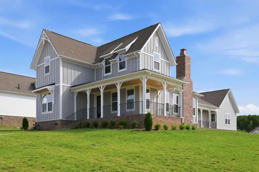 Front exterior of a new home in Richvale Estates, Fairview, TN, highlighting curb appeal (Image 25). Front exterior of a new home in Richvale Estates, Fairview, TN, highlighting curb appeal (Image 25).