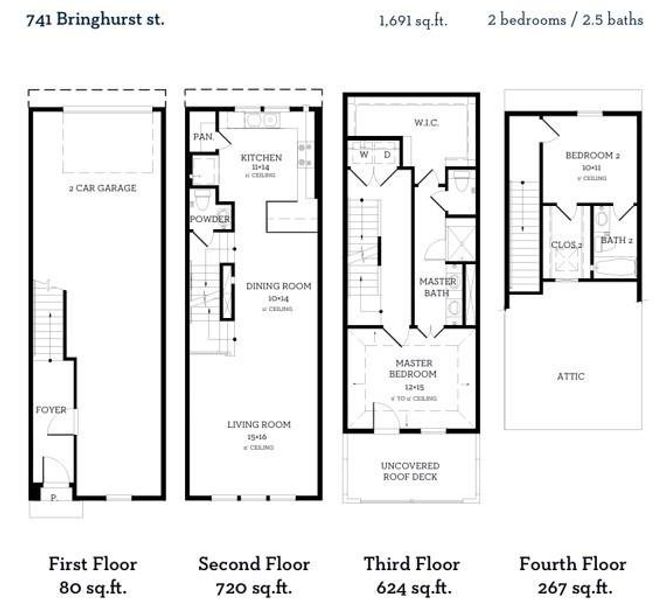 The floor plan of 741 Bringhurst.