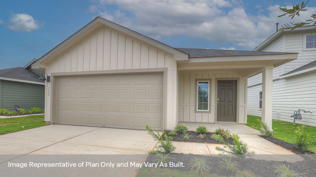 Representative exterior photo of a completed home built from the The Caroline by D.R. Horton in Bollinger, Maxwell, TX (Image 2).