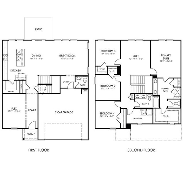 2D floor plan layout for the Dakota by Meritage Homes in Clear Pond - The Coastline Series, Myrtle Beach, SC (Image 3).