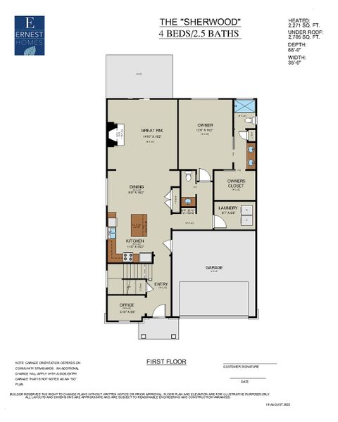 2D floor plan layout for the Sherwood by Ernest Homes in Wexford, Richmond Hill, GA (Image 5).