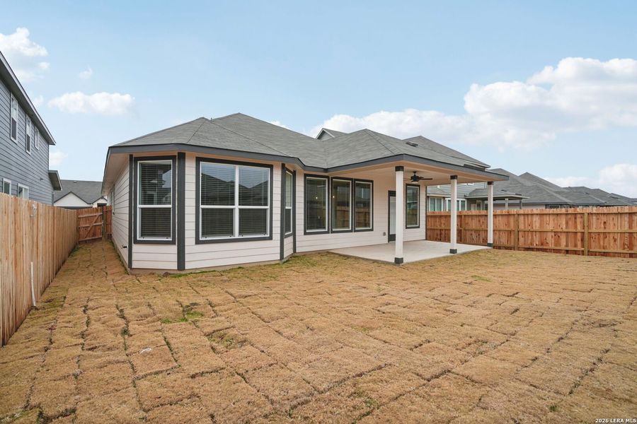 Exterior details and patio area of a home in Estancia Ranch - Classic Series, San Antonio (Image 4).