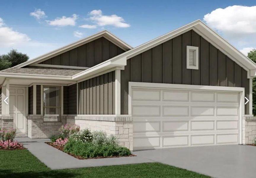 Front exterior of a new home in , Huffman, TX, highlighting curb appeal (Image 1).