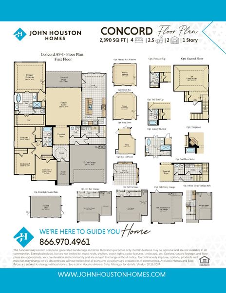 2D floor plan layout for the Concord by John Houston Homes in The Parks at Panchasarp Farms - Phase 3, Burleson, TX (Image 3).
