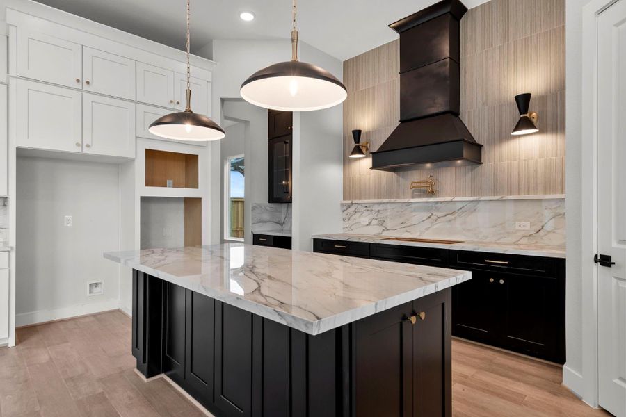 The view of the kitchen from the patio door.