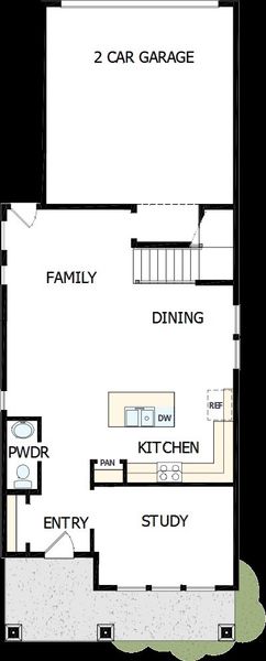 2D floor plan layout of this home in Two Step Farm - Cottages Row Collection, Montgomery, TX (Image 5). 2D floor plan layout of this home in Two Step Farm - Cottages Row Collection, Montgomery, TX (Image 5).