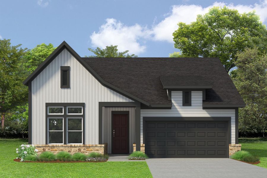 Representative exterior photo of a completed home built from the The Magnolia by David Weekley Homes in Two Step Farm 50', Montgomery, TX (Image 2).