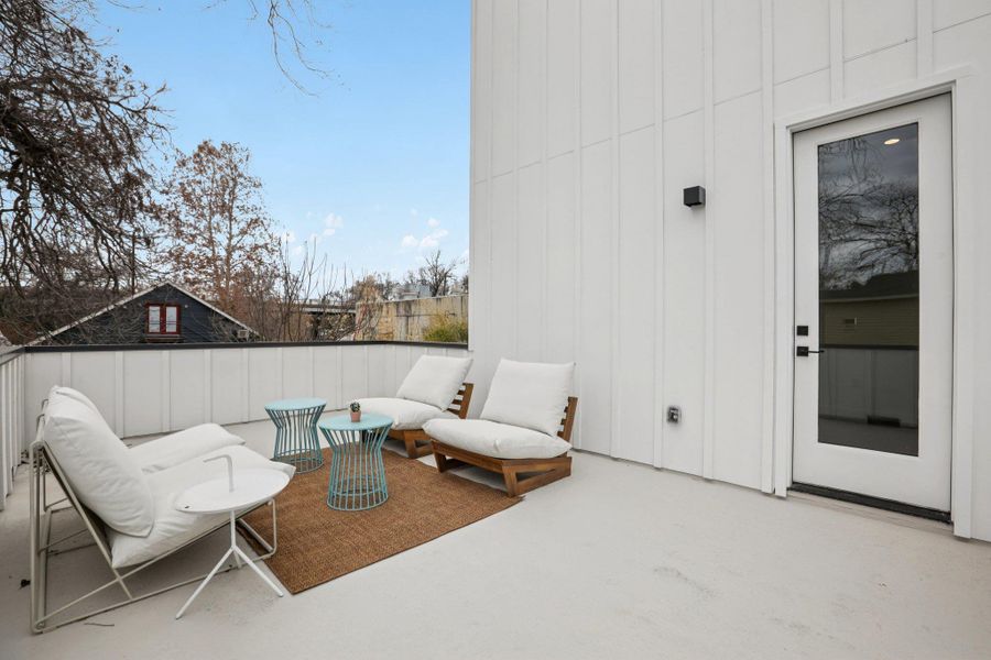 Exterior details and patio area of a home in , Austin (Image 3).