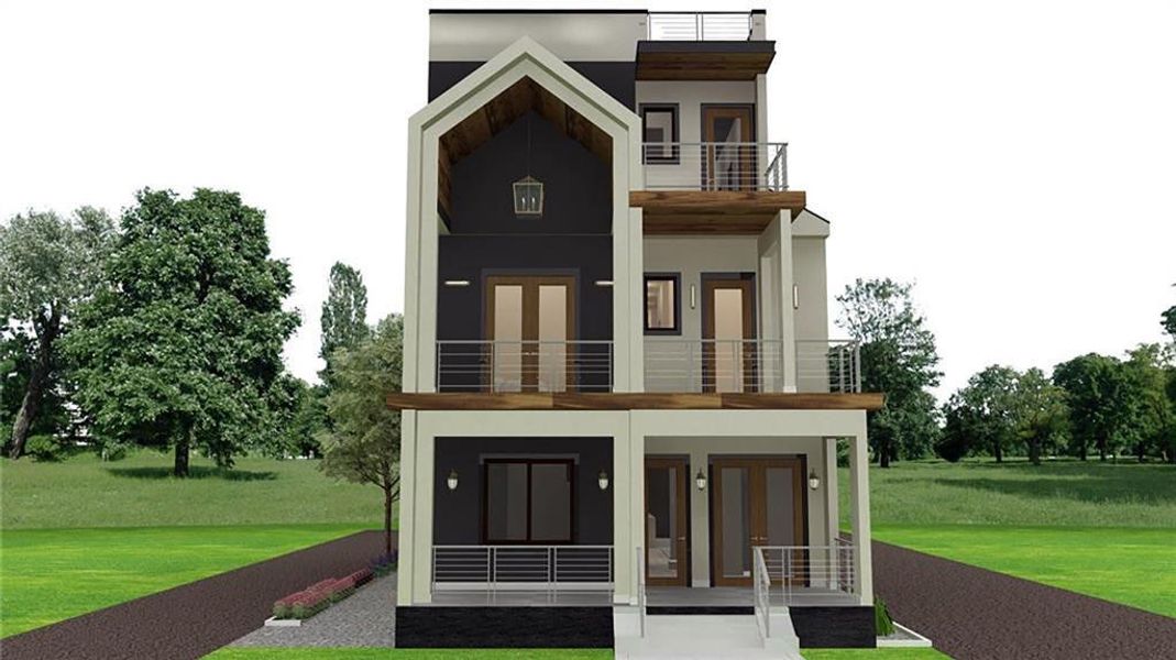 Front exterior of a new home in , Atlanta, GA, highlighting curb appeal (Image 10).