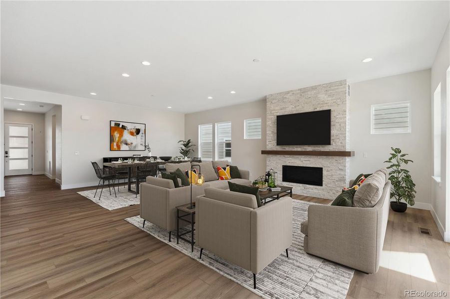 Furnished interior view inside a new home in Retreat at The Canyons, Castle Pines (Image 15). Furnished interior view inside a new home in Retreat at The Canyons, Castle Pines (Image 15).