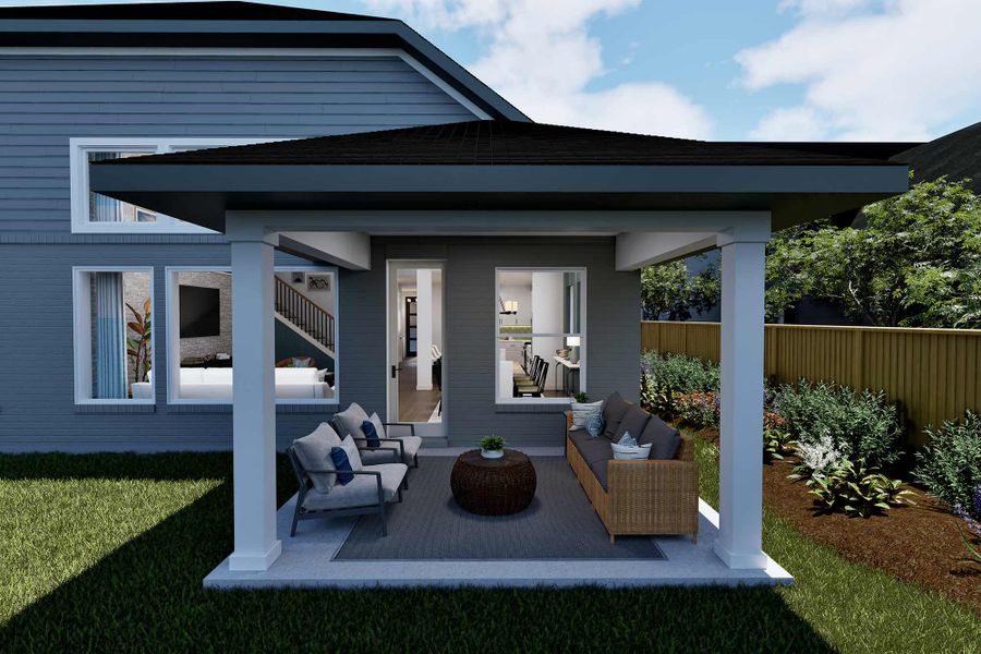 Representative exterior details of a home built from the The Rosemary by David Weekley Homes in Flat Creek, Castroville (Image 3).